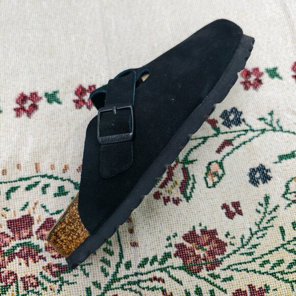 NWT Women's Black Suede Birkenstock Boston Shoes - Narrow Fit - Picture 4 of 7